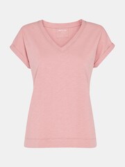 Whistles Pink Willa V-Neck Cap Sleeve T-Shirt - Image 5 of 5