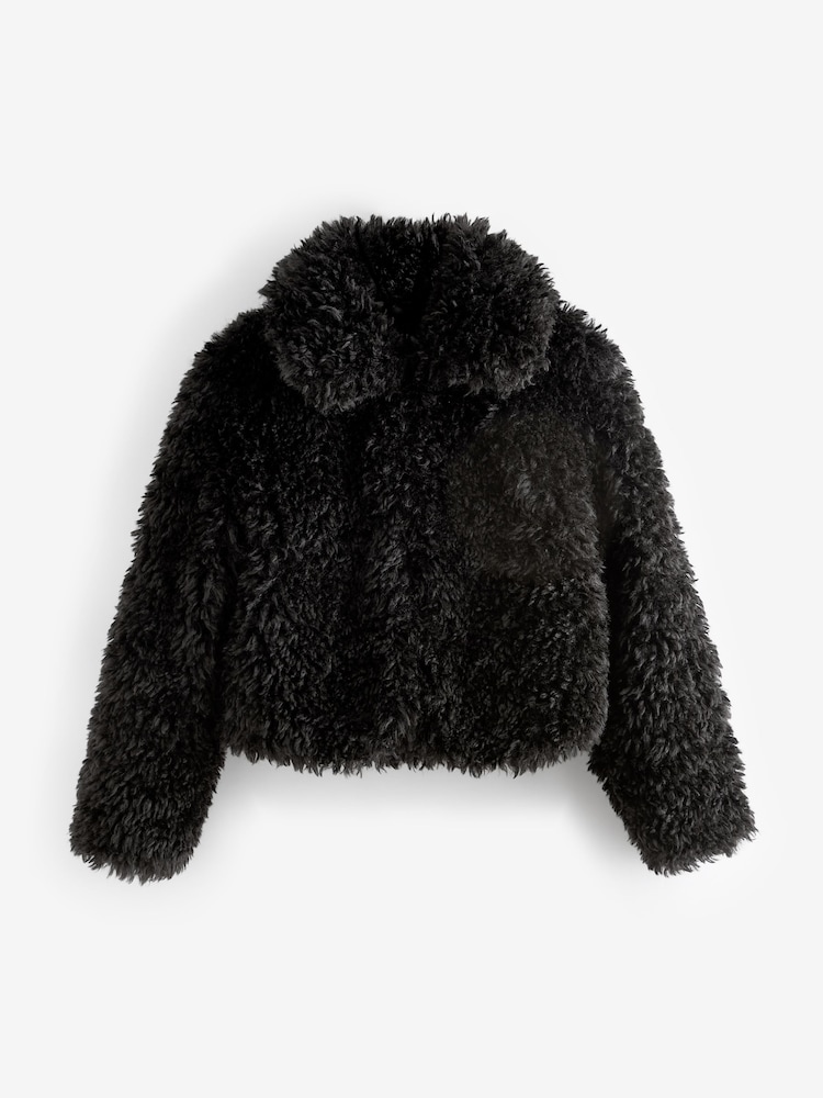 Black Short Faux Fur Jacket - Image 1 of 6