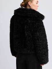 Black Short Faux Fur Jacket - Image 3 of 6
