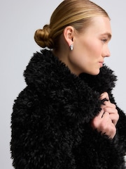 Black Short Faux Fur Jacket - Image 4 of 6