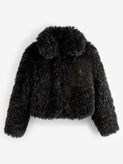 Black Short Faux Fur Jacket - Image 5 of 6