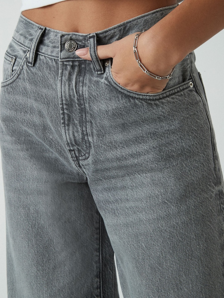 Grey Rigid Wide Leg 100% Cotton Jeans - Image 5 of 5