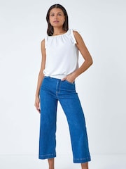 Roman Bow Detail Shirred Hem Top - Imagen 4 de 5