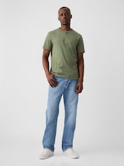 Gap Khaki Green Everyday Soft Henley Short Sleeve T-Shirt - Image 3 of 4