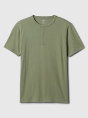 Gap Khaki Green Everyday Soft Henley Short Sleeve T-Shirt - Image 4 of 4