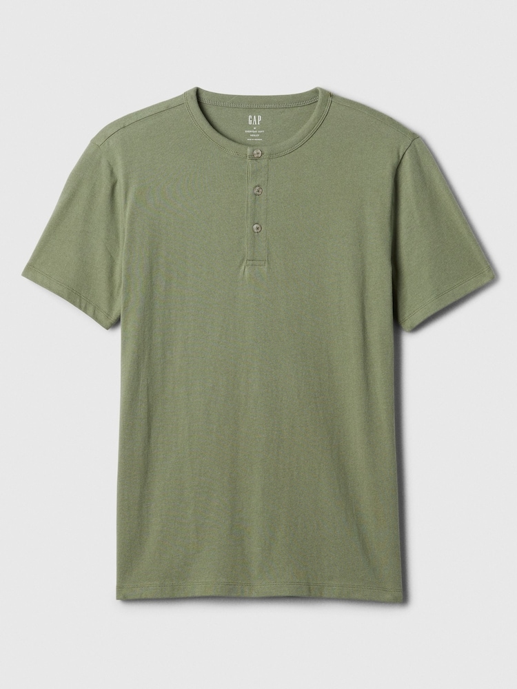 Gap Khaki Green Everyday Soft Henley Short Sleeve T-Shirt - Image 4 of 4 Gap Khaki Green Everyday Soft Henley Short Sleeve T-Shirt - Image 4 of 4