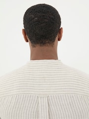 FatFace Natural Grandad Stripe Linen Shirt - Image 3 of 5