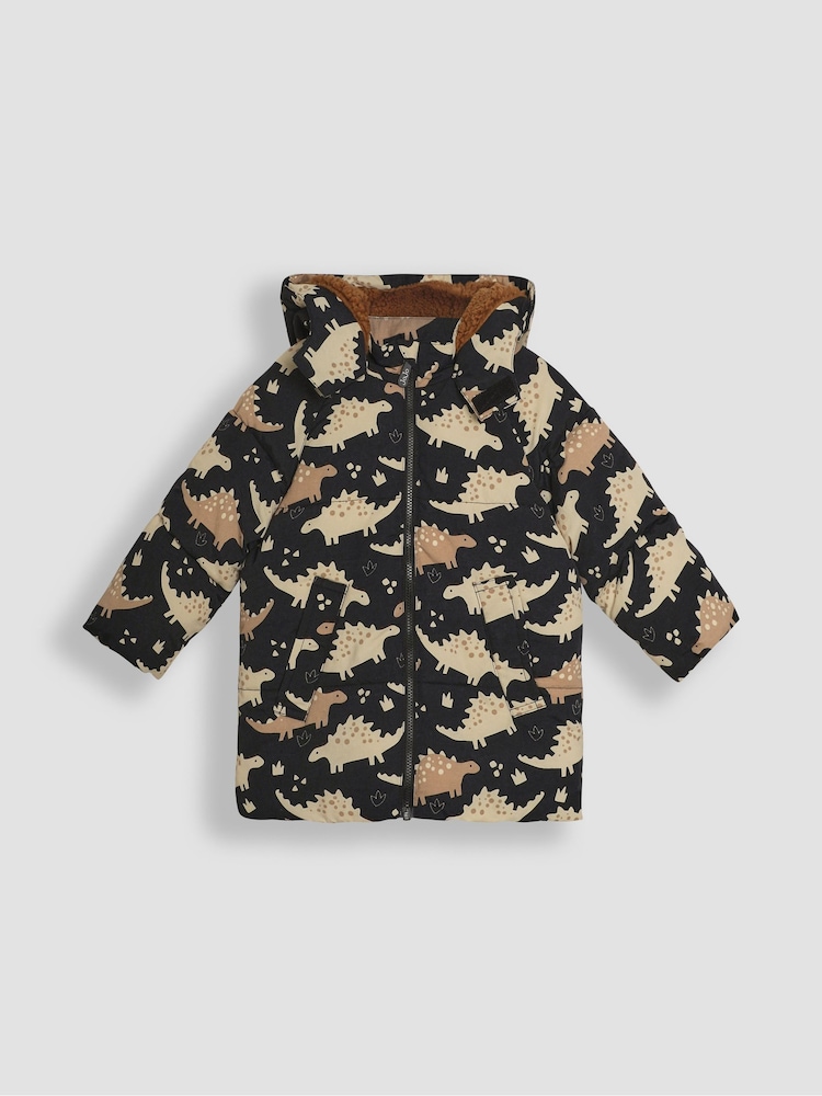 JoJo Maman Bébé Brown Dino Puffer Coat - Image 1 of 3