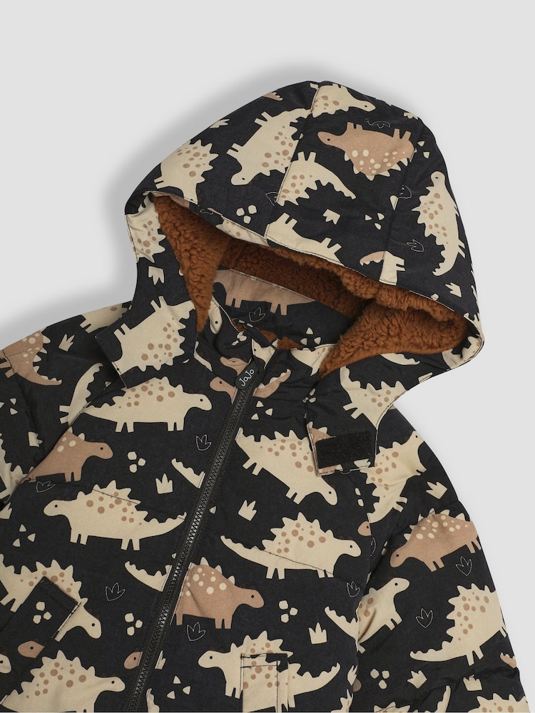 JoJo Maman Bébé Brown Dino Puffer Coat - Image 3 of 3