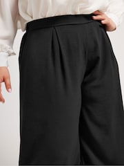 Yours Curve Black Wide Leg Crepe Trousers - Image 2 of 5