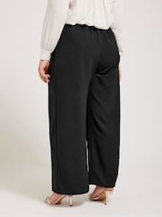 Yours Curve Black Wide Leg Crepe Trousers - Image 3 of 5