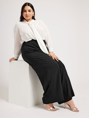 Yours Curve Black Wide Leg Crepe Trousers - Image 4 of 5