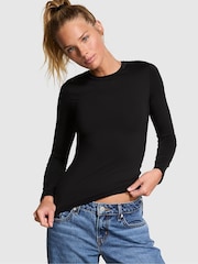 Victoria's Secret PINK Black Long Sleeve Soft Stretch T-Shirt - Image 1 of 1