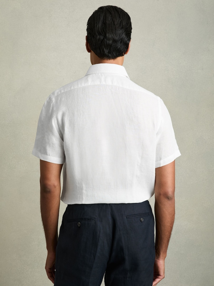 Reiss White Holiday Slim Fit Linen Shirt - Image 1 of 6