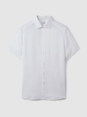 Reiss White Holiday Slim Fit Linen Shirt - Image 2 of 6