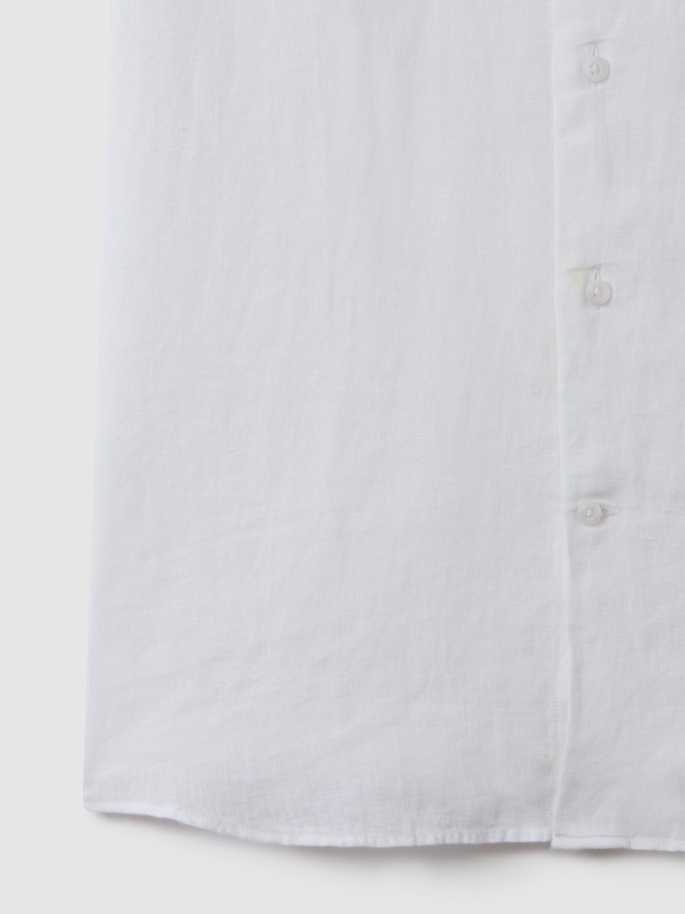 Reiss White Holiday Slim Fit Linen Shirt - Image 6 of 6