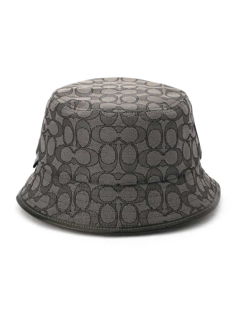 COACH Grey Signature Jacquard Bucket Hat - Image 2 of 3 COACH Grey Signature Jacquard Bucket Hat - Image 2 of 3