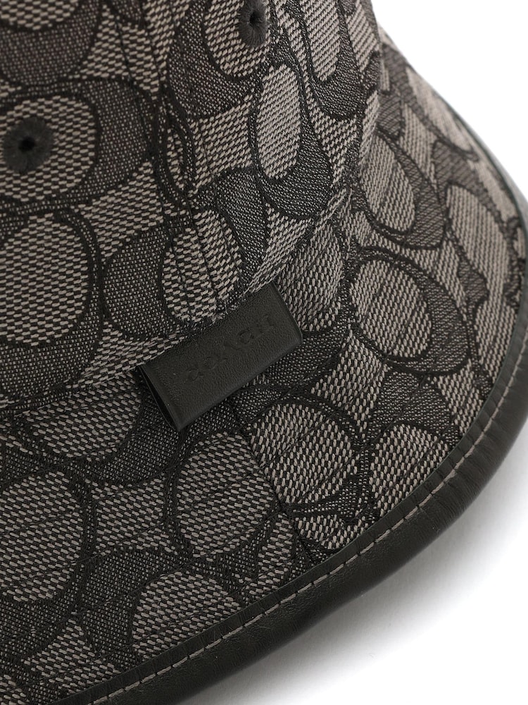 COACH Grey Signature Jacquard Bucket Hat - Image 3 of 3 COACH Grey Signature Jacquard Bucket Hat - Image 3 of 3