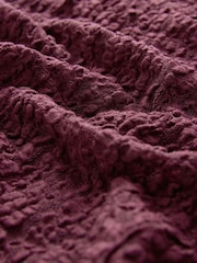 Burgundy Red Slash Neck Long Sleeve Lace Top - Image 5 of 5