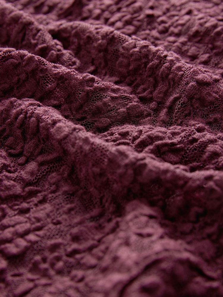 Burgundy Red Slash Neck Long Sleeve Lace Top - Image 5 of 5