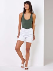 Roman White Mom Stretch Denim Shorts - Image 3 of 4