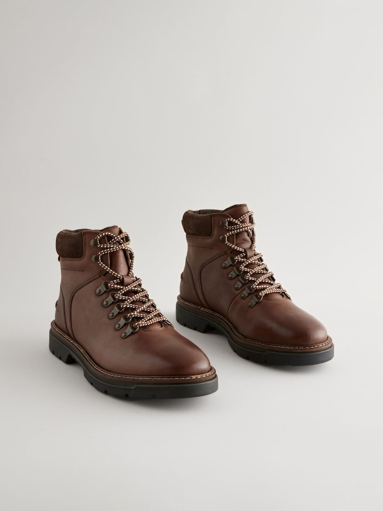 Brown Leather Cleated Hiker Boots - Image 1 of 6
