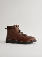 Brown Leather Cleated Hiker Boots - Image 3 of 6