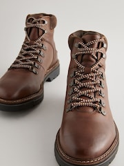 Brown Leather Cleated Hiker Boots - Image 5 of 6