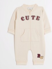 River Island Brown Cute Baby Boys 100% Cotton All-In-One - Image 1 of 4