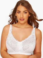 Yours Curve White Hi Shine Lace Non-Wired Bra - Image 1 of 4