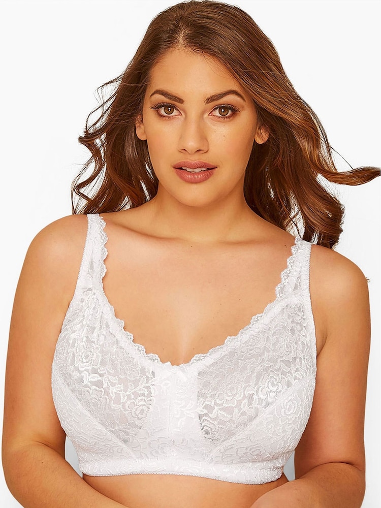 Yours Curve White Hi Shine Lace Non-Wired Bra - Image 1 of 4