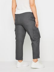 Yours Curve Grey Paperbag Utility 100% Cotton Trousers - Image 3 of 5