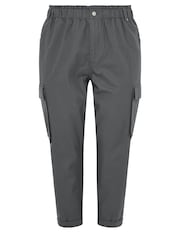 Yours Curve Grey Paperbag Utility 100% Cotton Trousers - Image 5 of 5