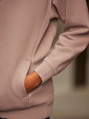 Vaaleanpunainen poskipuna - Relaxed Fit Acid Washed Longline Zip Neck Collegepaita - Image 4 of 6