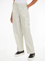 Calvin Klein Cream Logo Cargo Trousers - Image 1 of 6