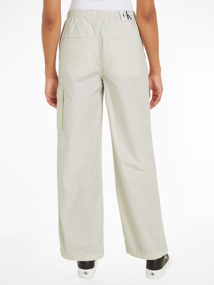 Calvin Klein Cream Logo Cargo Trousers - Image 2 of 6