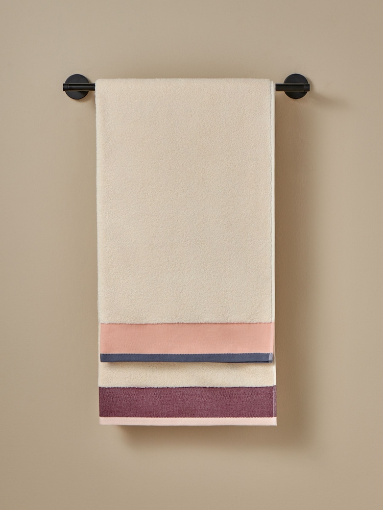 MADE.COM Pinks Dax Border 100% Cotton Towel - Image 2 of 3