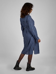 JoJo Maman Bébé Navy Blue Animal Print Shirt Maternity Dress With Tie - Image 2 of 4