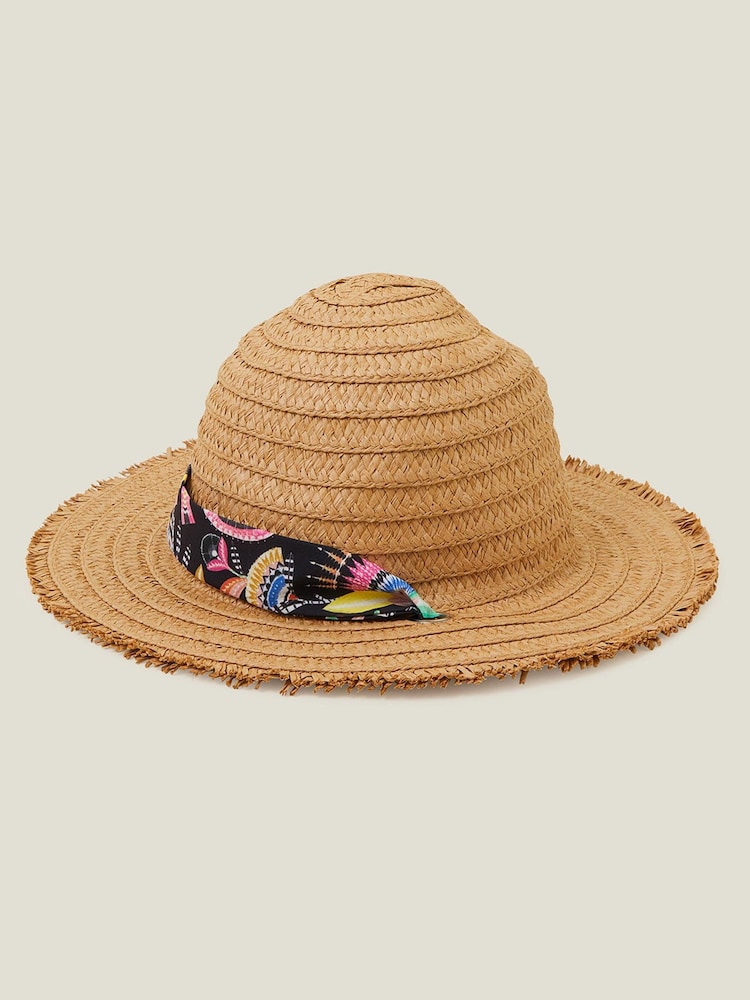 Accessorize Natural Tie Raffia Floppy Hat - Image 1 of 2 Accessorize Natural Tie Raffia Floppy Hat - Image 1 of 2