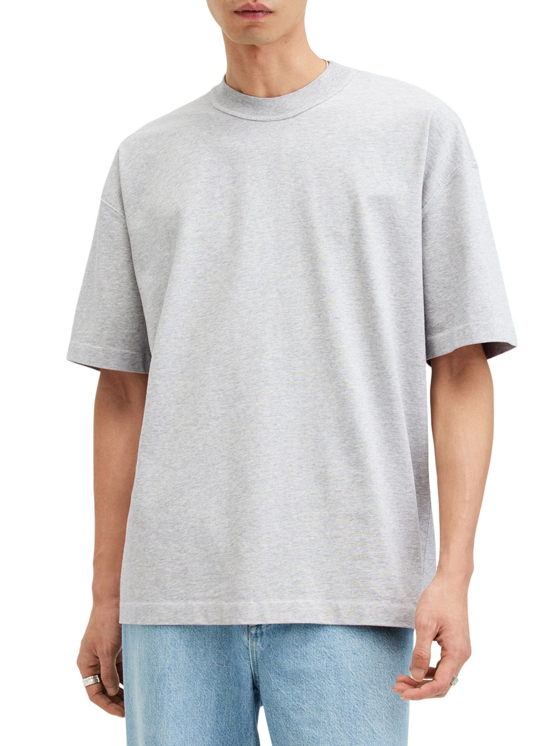 Buy AllSaints Grey Isac Short Sleeve Crew 100% Cotton T-Shirt from