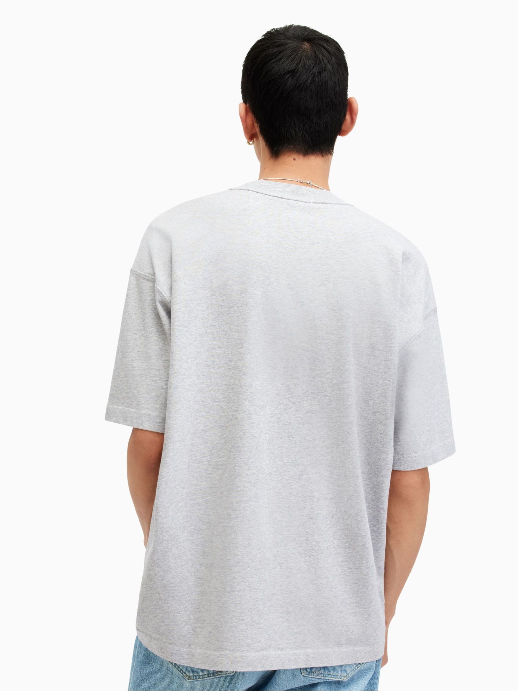 Buy AllSaints Grey Isac Short Sleeve Crew 100% Cotton T-Shirt from