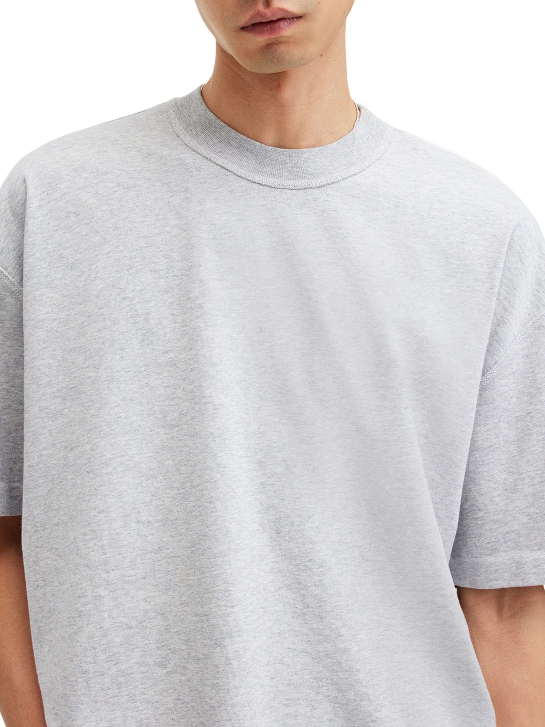 Buy AllSaints Grey Isac Short Sleeve Crew 100% Cotton T-Shirt from