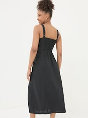 FatFace Talia Black Linen Midi Dress - Image 2 of 6