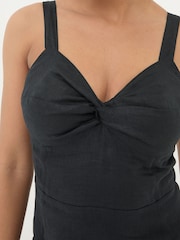 FatFace Talia Black Linen Midi Dress - Image 5 of 6