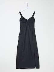 FatFace Talia Black Linen Midi Dress - Image 6 of 6