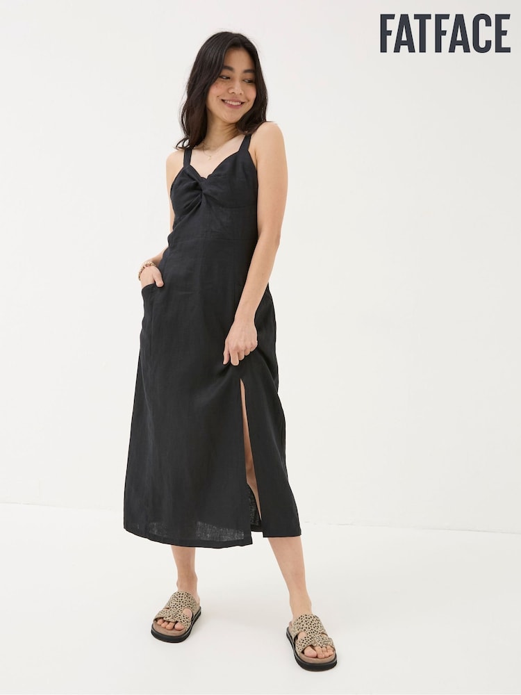 FatFace Talia Black Linen Midi Dress - Image 7 of 7 FatFace Talia Black Linen Midi Dress - Image 7 of 7