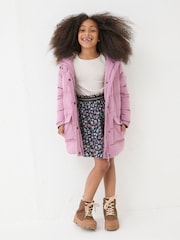 FatFace Lily Dusky Purple Longline Padded Coat - Image 1 of 6