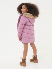 FatFace Lily Dusky Purple Longline Padded Coat - Image 2 of 6