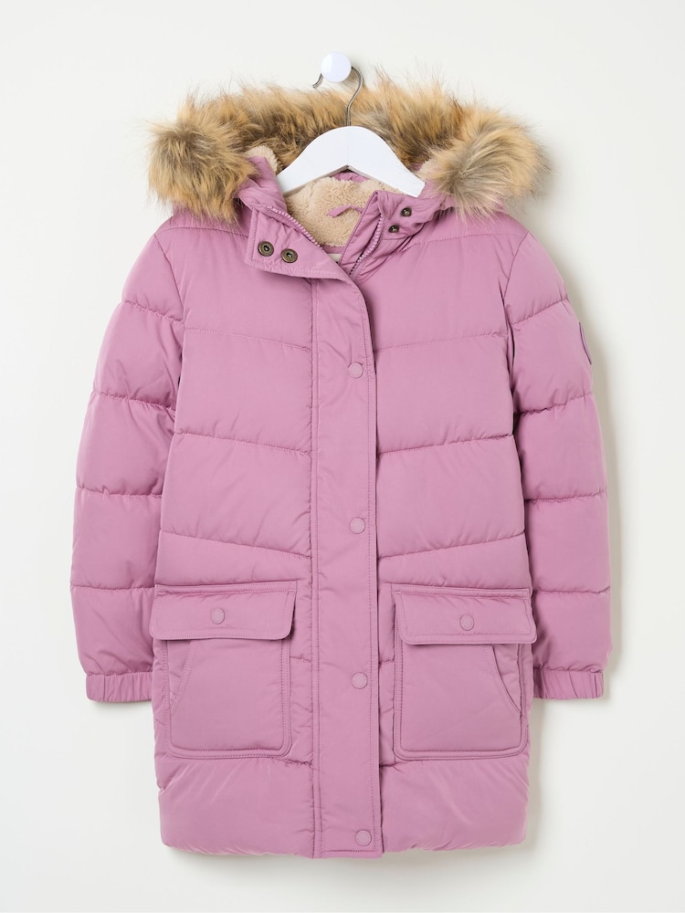FatFace Lily Dusky Purple Longline Padded Coat - Image 6 of 6