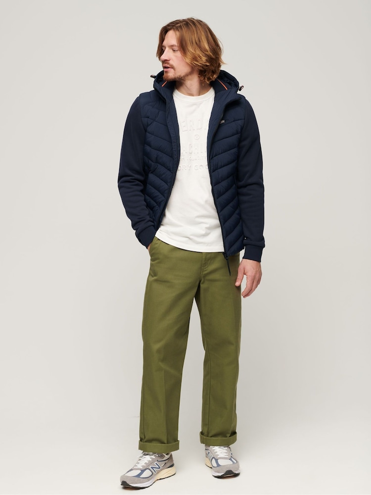 Superdry Blue Hooded Storm Hybrid Padded Jacket - Image 2 of 4